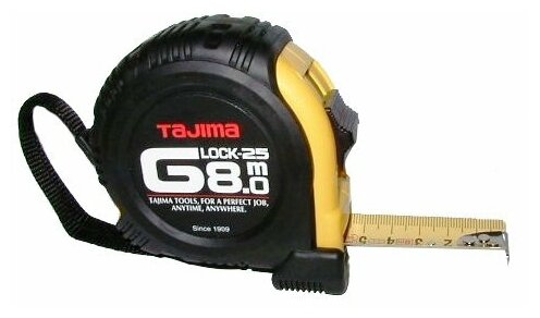 Рулетка TAJIMA G5P80MT G LOCK 8м/25мм, цвет черно-желтый.