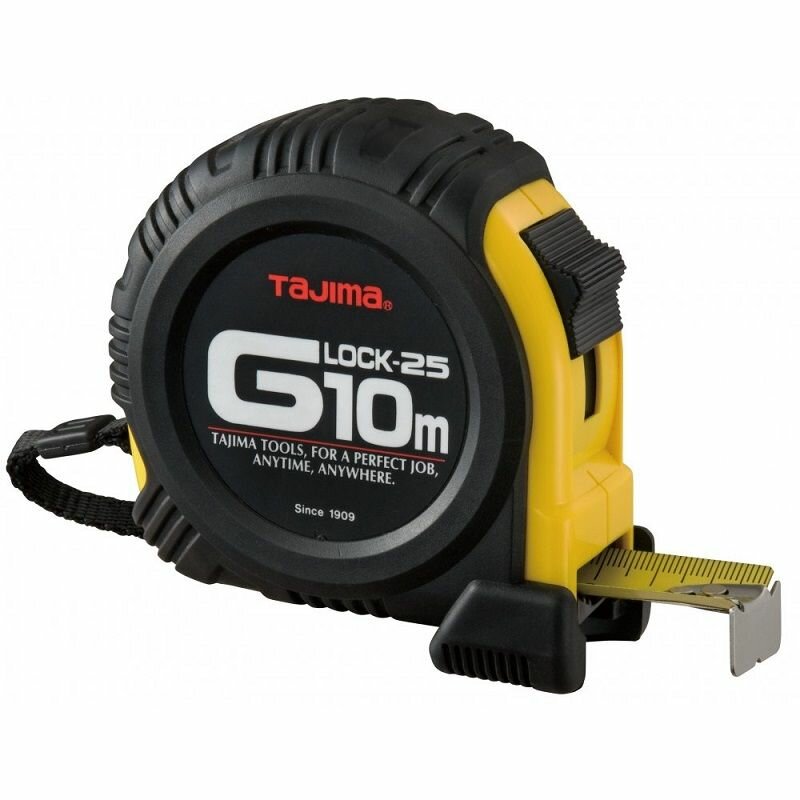 Рулетка TAJIMA G5PA0MT G LOCK 10м/25мм, цвет черно-желтый.